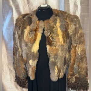 Vintage patch work crop fur coat. Maybe rabbit???? Size small